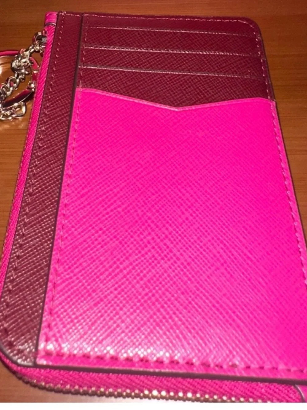 kate spade Hot Pink Zip Card Holder with Key Ring NWOT W38